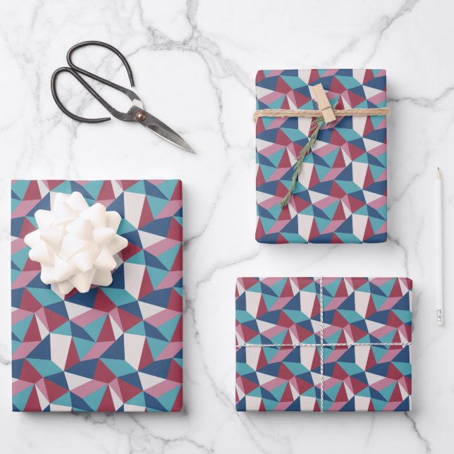Origami Triangle Abstract Geometric Pattern Wrapping Paper Sheet (Front)