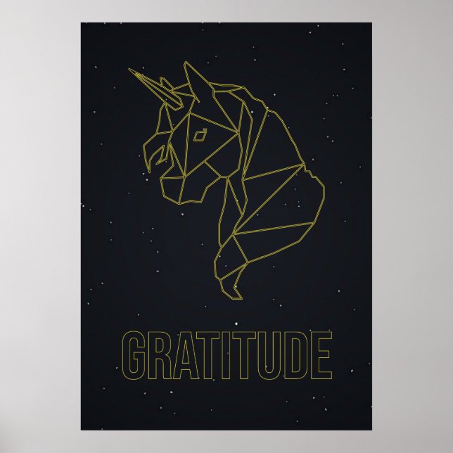 Origami unicorn horse affirmation poster. gratitud poster (Front)