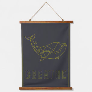 Origami whale affirmation poster to self-accept hanging tapestry
