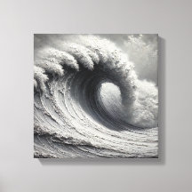 Original 3D White Ocean Wave Oil Painting