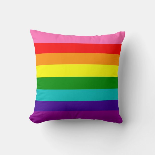 Original 8-Stripe LGBT Gay Pride Rainbow Flag Cushion (Front)