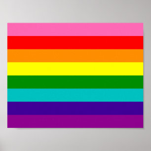 Original 8-Stripe LGBT Gay Pride Rainbow Flag Poster