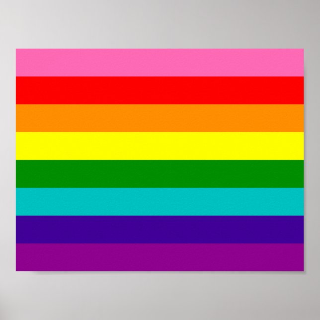 Original 8-Stripe LGBT Gay Pride Rainbow Flag Poster (Front)