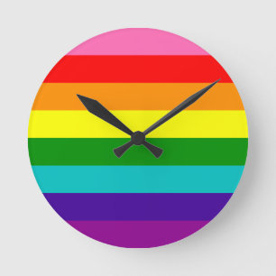 Original 8-Stripe LGBT Gay Pride Rainbow Flag Round Clock