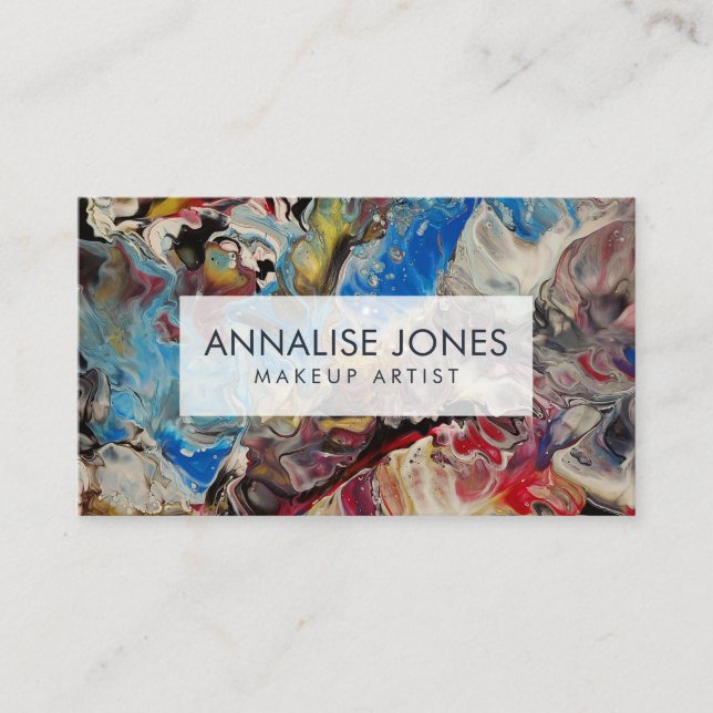 Original Abstract Art - blue, white, pink, muave,  Business Card (Front)