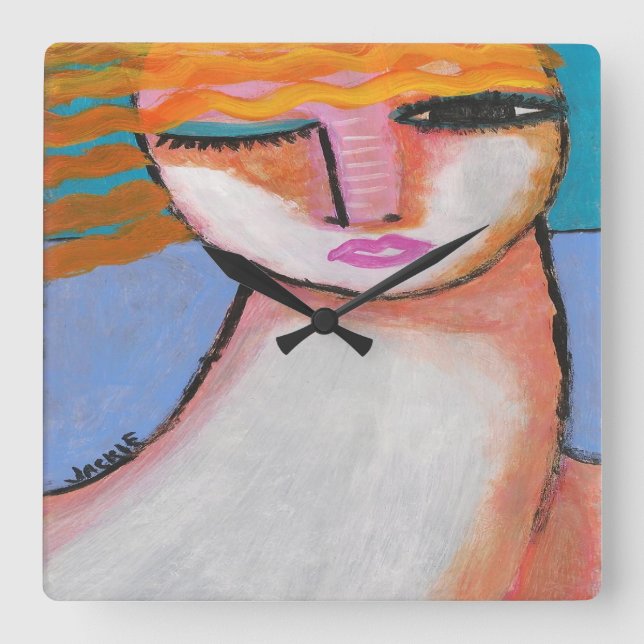 Original Abstract Art Square Wall Clock (Front)