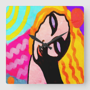 Original Abstract Art Square Wall Clock