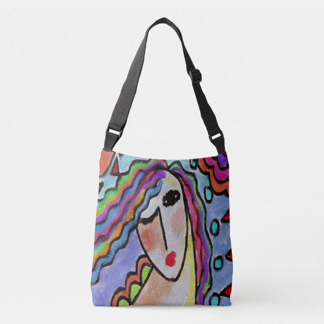 Original Abstract Digital Painting of a Woman Crossbody Bag (Front)