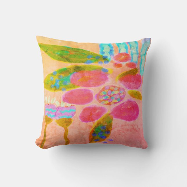 Original Abstract Floral Painting on  Cushion (Front)