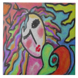 Original Abstract Painting of a Woman Ceramic Tile