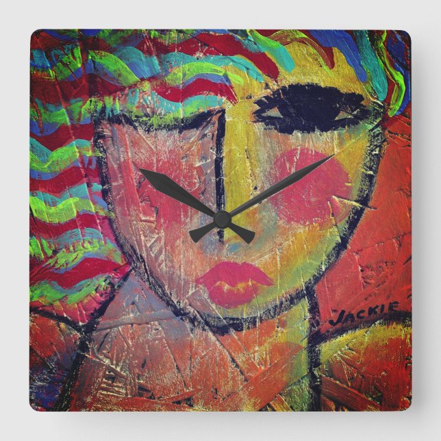 Original Abstract Painting Square Wall Clock (Front)