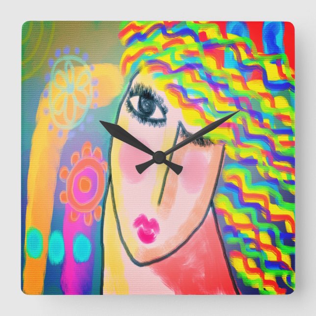 Original Abstract Painting Square Wall Clock (Front)