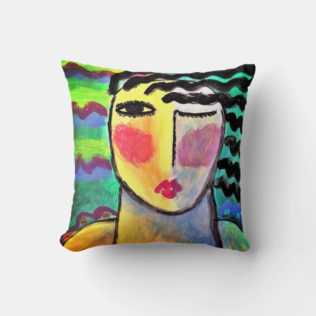 Original Abstract Portrait of a Woman Cushion (Front)