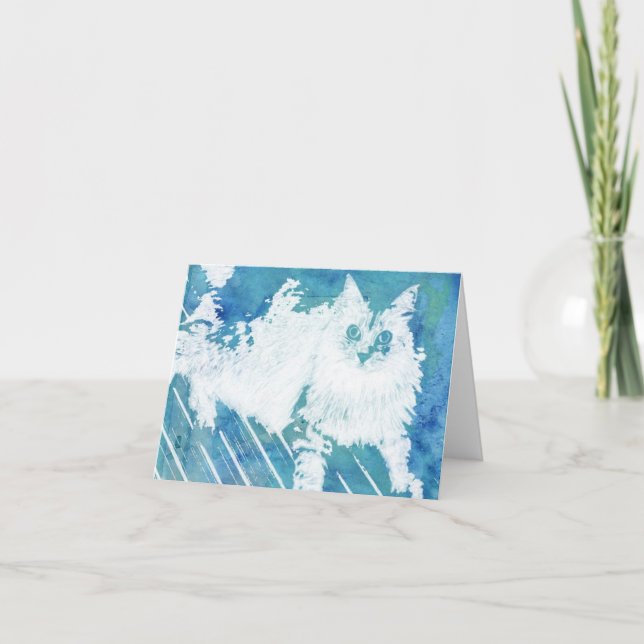 Original Abstract Siberian Cat Note Card (Front)