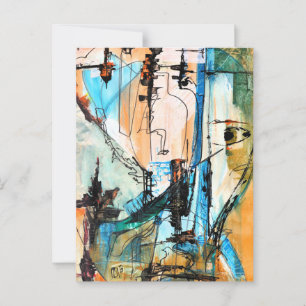 Original Acrylic Painting On Postcard