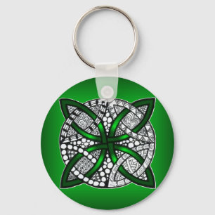 Original Art Celtic Knot Green Key Ring