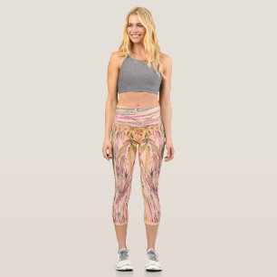 Original Art Digital Watercolor Bamboo Capri Legs Leggings