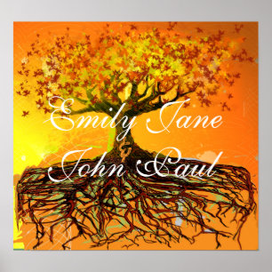 Original Art- Distressed Grunged Roots Tree Poster