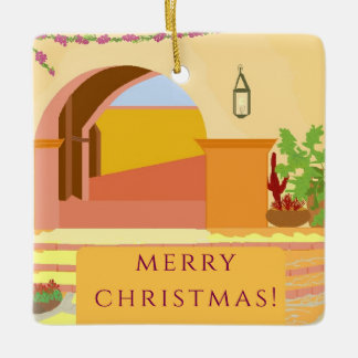 Original Art Mexican Patio  Ceramic Ornament