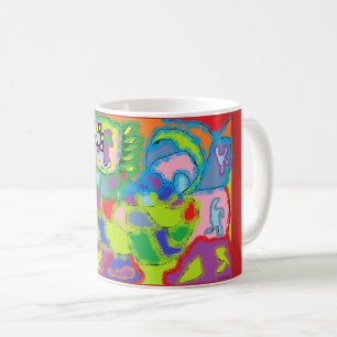 Original art multi coloured Abstract bright signed Coffee Mug