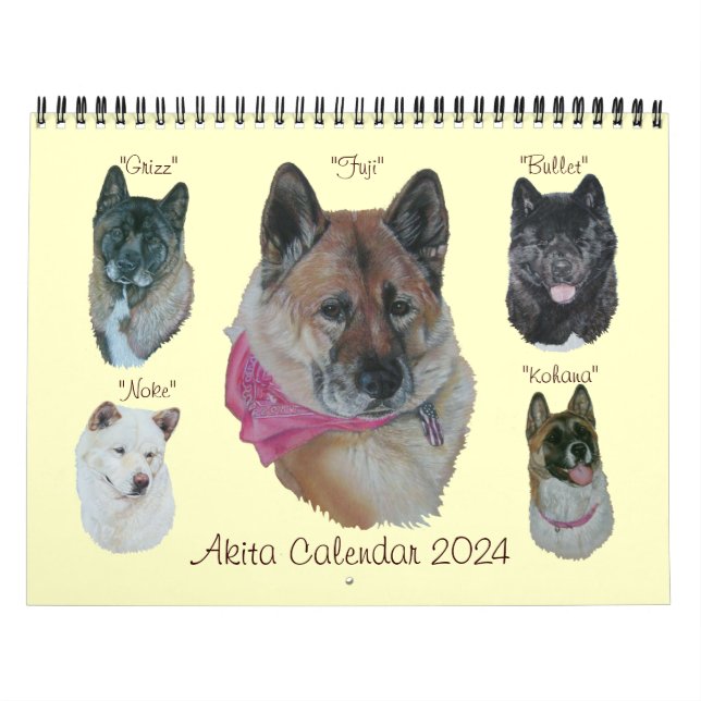 original art portraits of japanese akita dogs calendar (Cover)