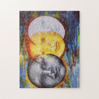 Original art sun moon eclipse jigsaw puzzle
