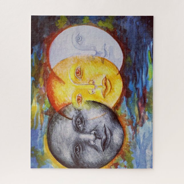 Original art sun moon eclipse jigsaw puzzle (Vertical)