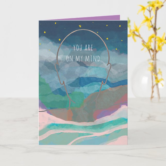 Original Art You are on my mind Card (Yellow Flower)