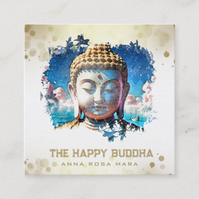 *~* Original Artsy Buddha QR AP33 QR Logo Square Business Card (Front)