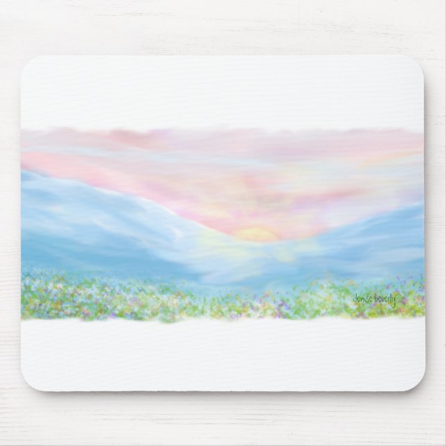 original artwork, sunrise over the mountains mouse pad (Front)