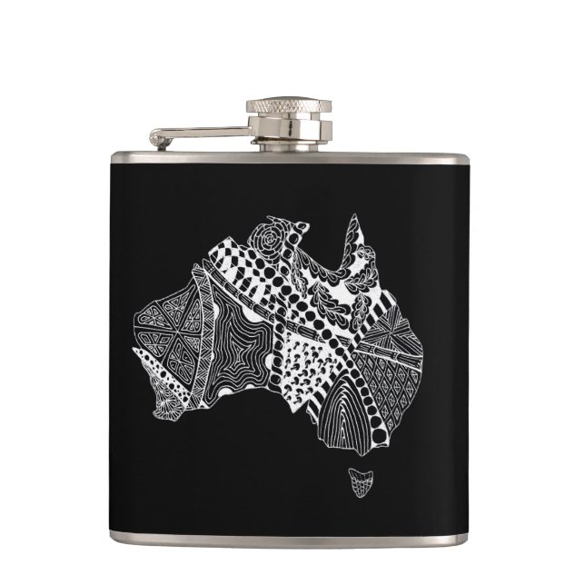 Original Australia Map Art - Choose Your Colour Hip Flask (Front)