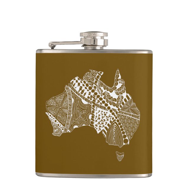 Original Australia Map Art - Choose Your Colour Hip Flask (Front)
