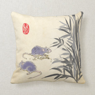 Original Bamboo Rat painting Chinese Year Zodiac P Cushion
