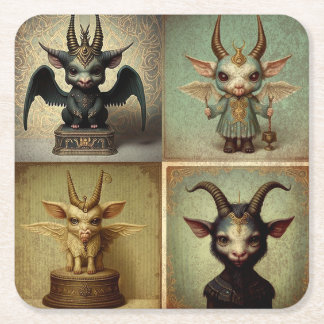 Original Baphomet custom postcards. Square Paper Coaster