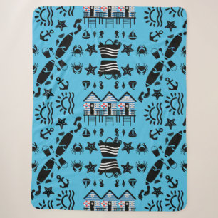 Original Beach Sand And Sea Themed Sherpa Blanket