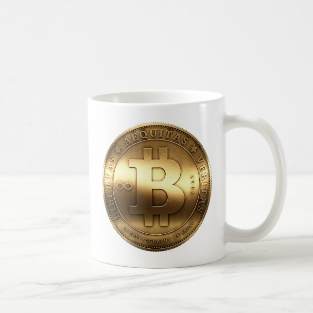 Original Bitcoin Symbol Gold Logo Coffee Mug (Right)