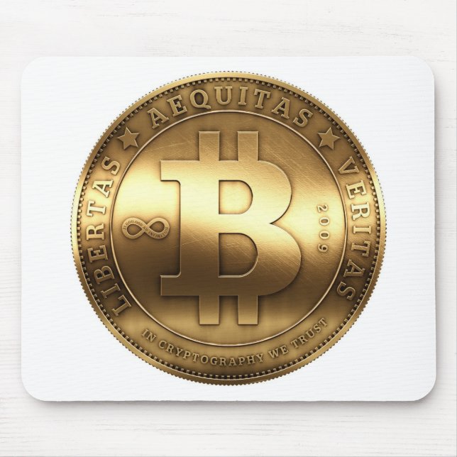 Original Bitcoin Symbol Gold Logo Mouse Pad (Front)