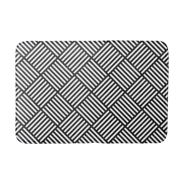 Original BLACK AND WHITE DOUBLE DIAMOND PATTERN Bath Mat (Front)
