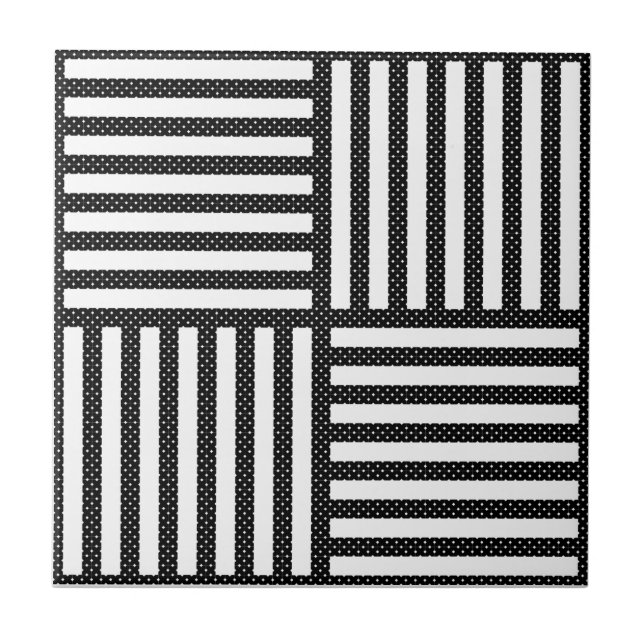Original BLACK AND WHITE DOUBLE DIAMOND PATTERN Ceramic Tile (Front)