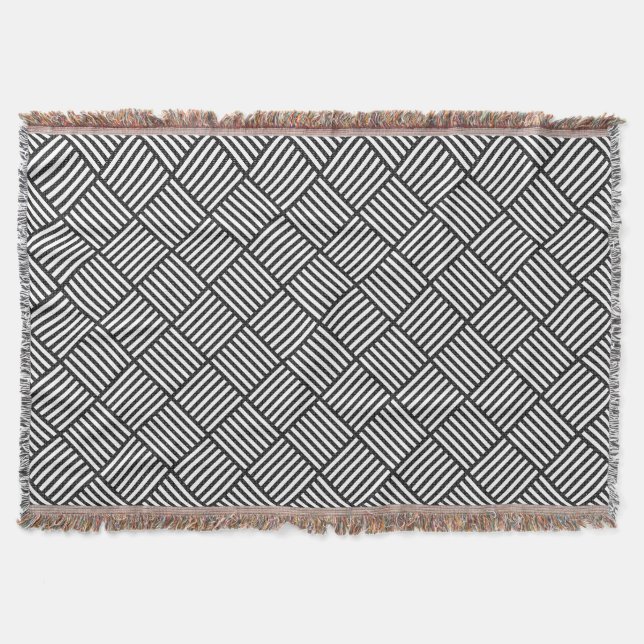 Original BLACK AND WHITE DOUBLE DIAMOND PATTERN Throw Blanket (Front)