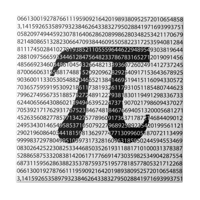 Original black number pi day mathematical symbol ceramic tile (Front)