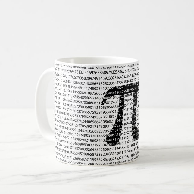 Original black number pi day mathematical symbol coffee mug (Front Left)