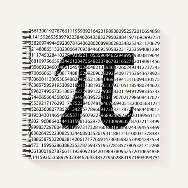 Original black number pi day mathematical symbol notebook (Front)