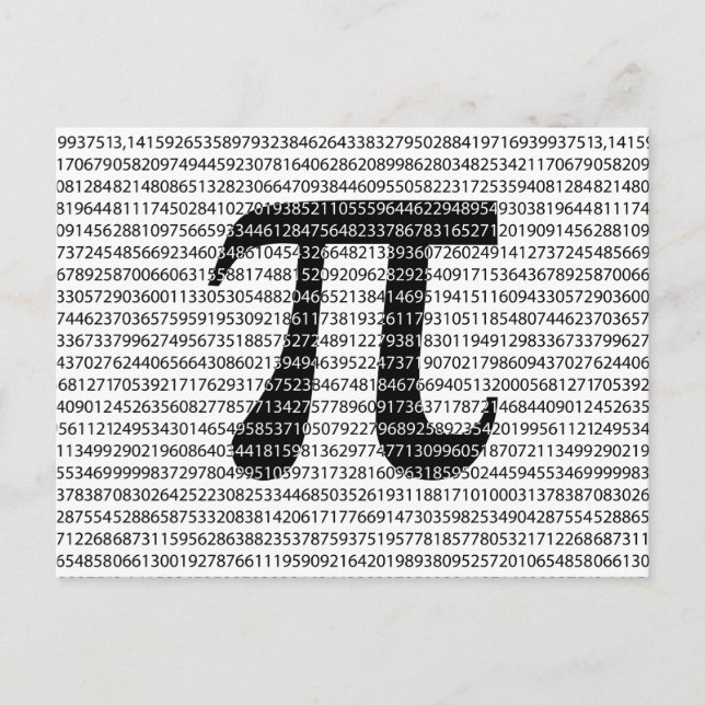 Original black number pi day mathematical symbol postcard (Front)