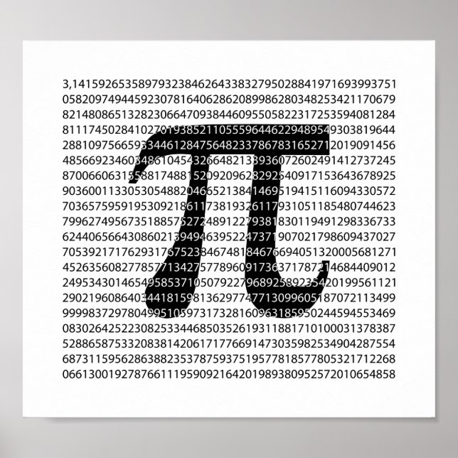 Original black number pi day mathematical symbol poster (Front)