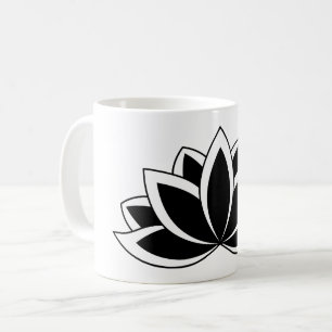Original Black White Buddhist Symbol Lotus flower Coffee Mug