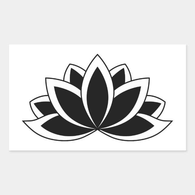 Original Black White Buddhist Symbol Lotus flower Rectangular Sticker (Front)