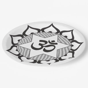 Original Black Yoga OM Symbol Paper Plate