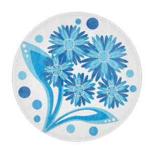Original blue flowers cutting board