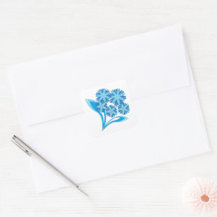 Original blue flowers square sticker